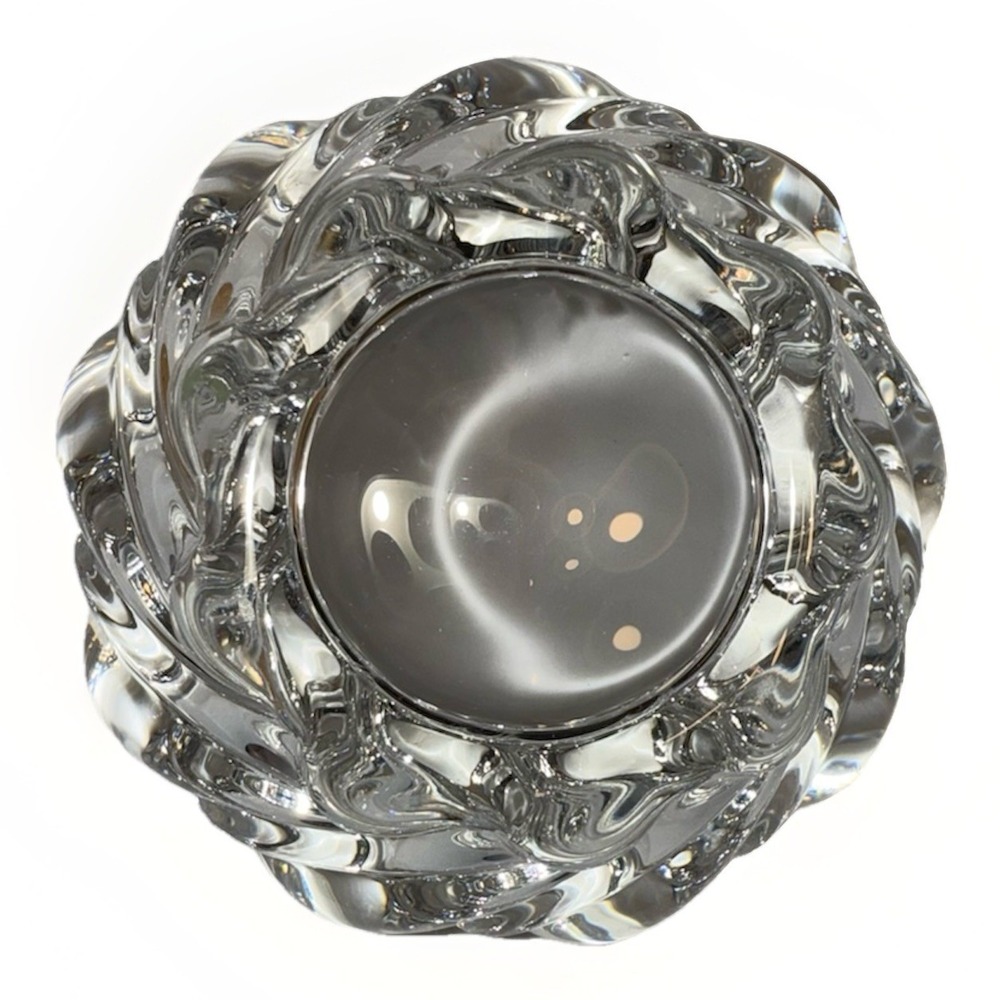 Mikasa Lead Crystal Swirl Votive Candle Holder Clear Glass Scalloped Bowl - Picture 4 of 4